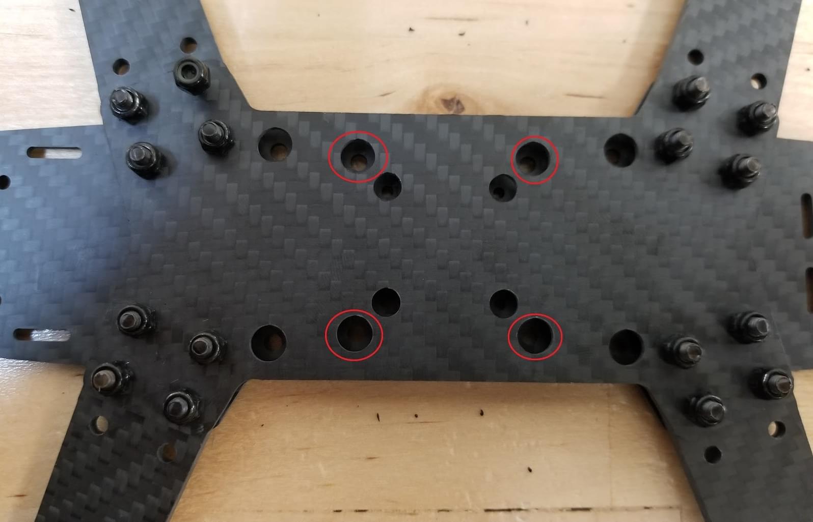 QAV250 Add nuts to 15mm screws and put plastic nuts in holes